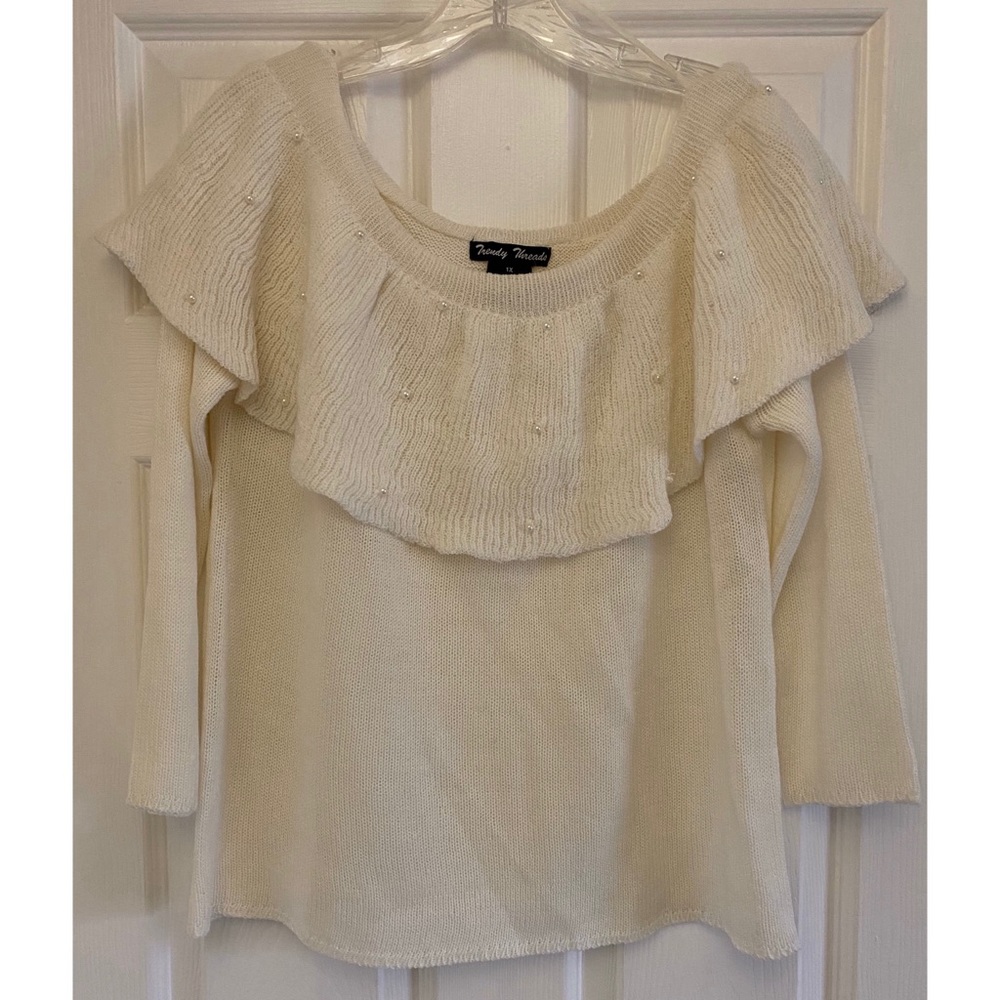 Trendy threads Cream Pearl Sweater Size 1X